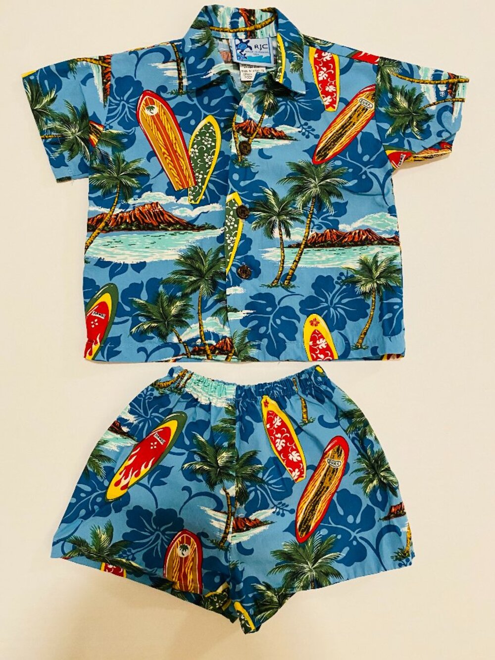 RJC Hawaiian Shirt Shorts Outfit Toddler 12M Made in Hawaii